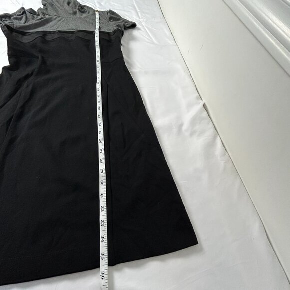 Theory Dress Womens 6 Wool Blend Grey Black Turtleneck Short Sleeve Shift Flaw* - Picture 13 of 15